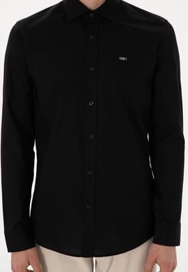 Erkek Siyah Uzun Kollu Basic Gömlek - 50298004032