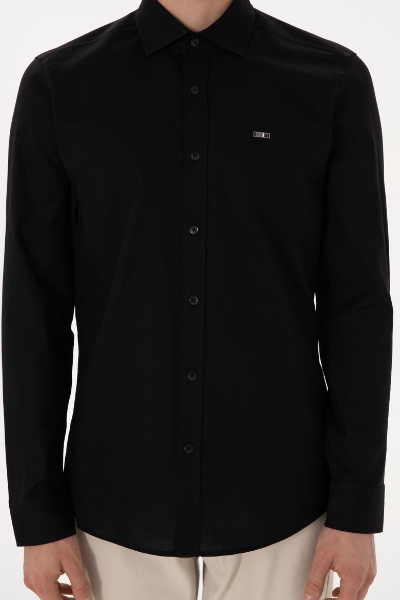 Erkek Siyah Uzun Kollu Basic Gömlek - 50298004032