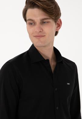 Erkek Siyah Uzun Kollu Basic Gömlek - 50298004032