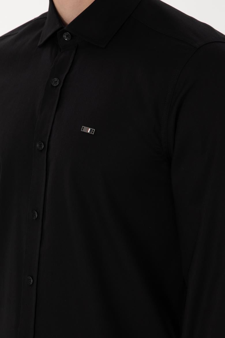 Erkek Siyah Uzun Kollu Basic Gömlek - 50298004032