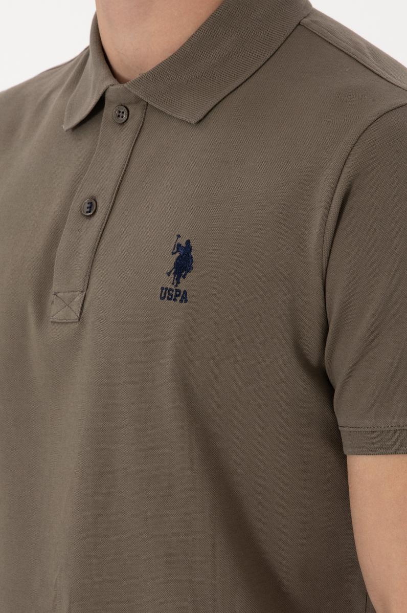 Erkek Slim Fit Polo Yaka Vizon Basic Tişört