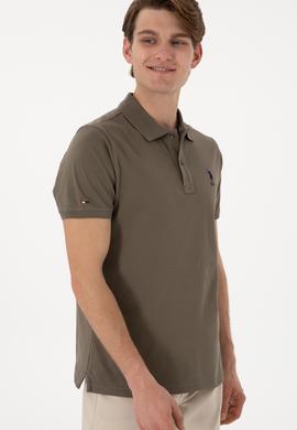 Erkek Slim Fit Polo Yaka Vizon Basic Tişört - 50298011106