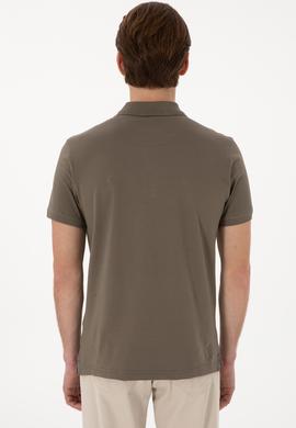 Erkek Slim Fit Polo Yaka Vizon Basic Tişört - 50298011106