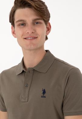 Erkek Slim Fit Polo Yaka Vizon Basic Tişört - 50298011106