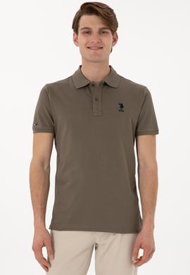 Erkek Slim Fit Polo Yaka Vizon Basic Tişört - 50298011106