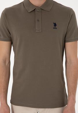 Erkek Slim Fit Polo Yaka Vizon Basic Tişört - 50298011106