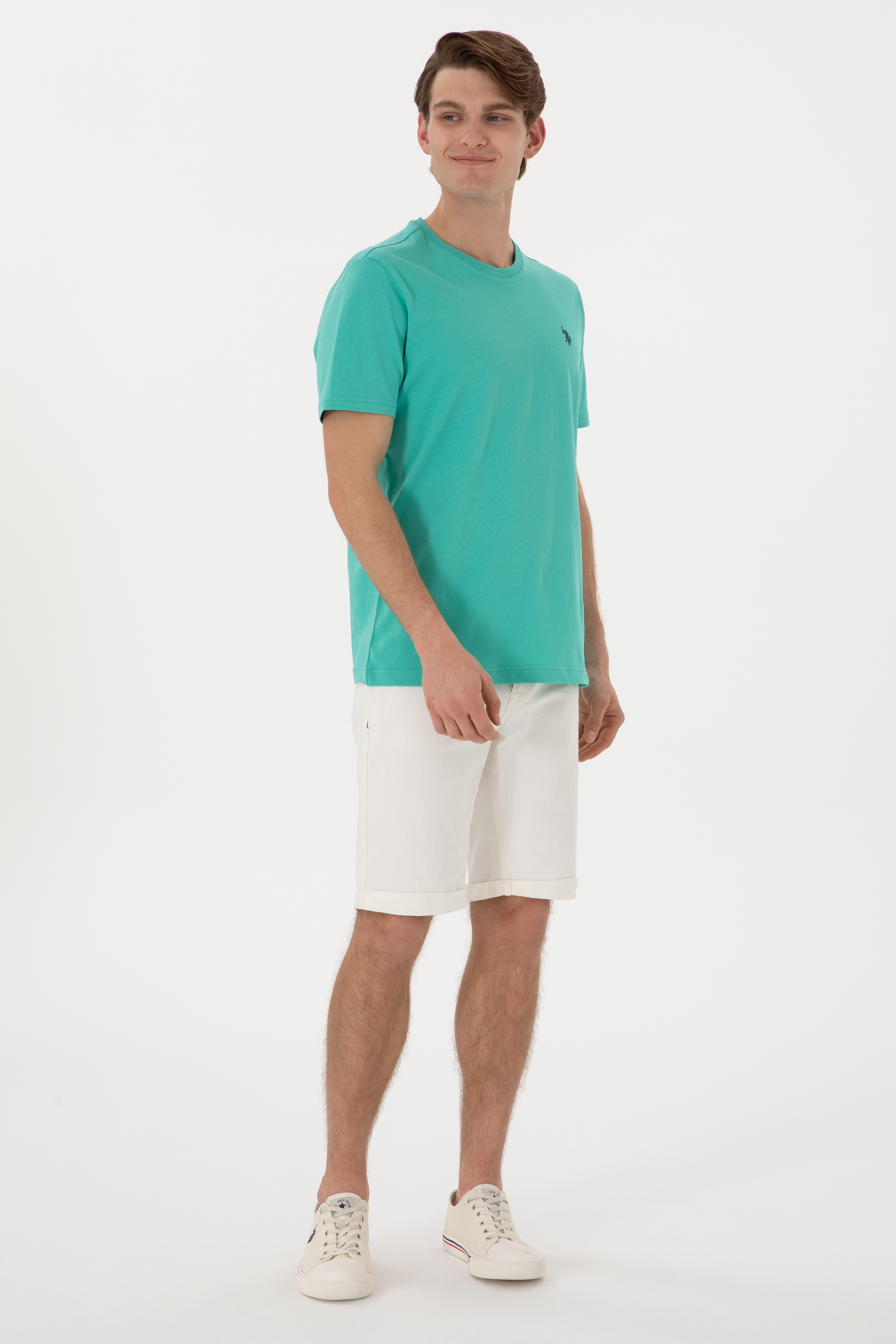 Erkek Regular Fit Bisiklet Yaka Mint Basic Tişört - Image 4