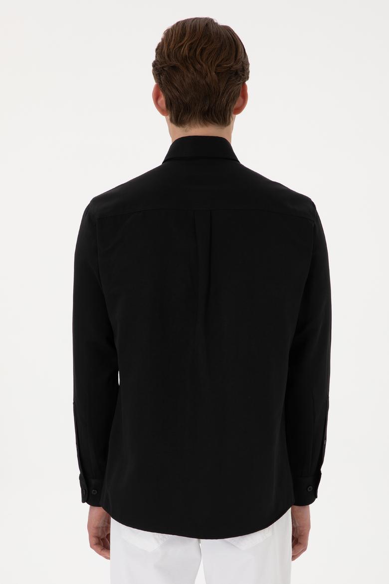 Erkek Siyah Uzun Kollu Basic Gömlek - 50298021019