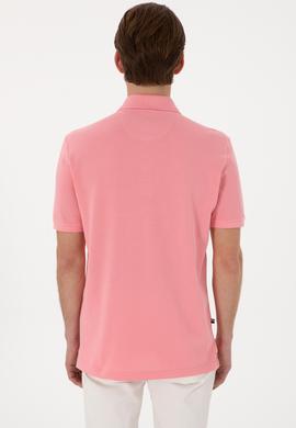 Erkek Regular Fit Polo Yaka Pembe Basic Tişört - 50298031164