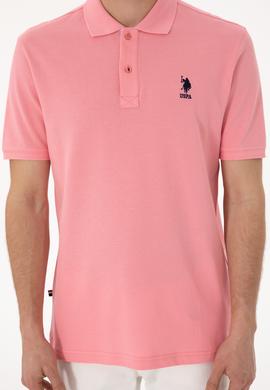 Erkek Regular Fit Polo Yaka Pembe Basic Tişört - 50298031164
