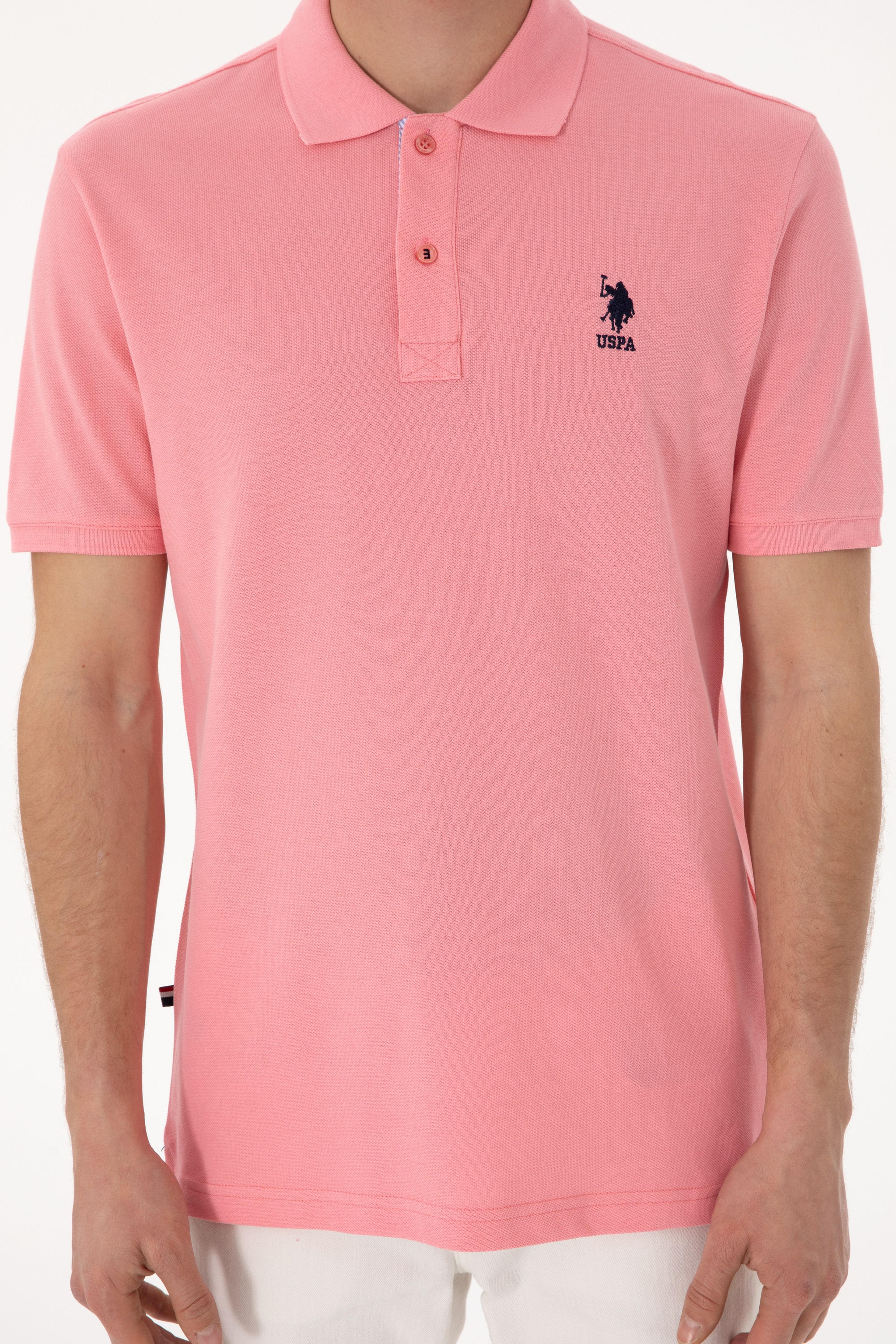 Erkek Regular Fit Polo Yaka Pembe Basic Tişört