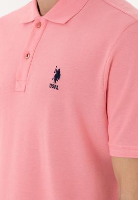 Erkek Regular Fit Polo Yaka Pembe Basic Tişört - 50298031164