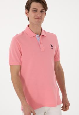 Erkek Regular Fit Polo Yaka Pembe Basic Tişört - 50298031164