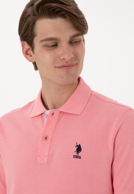 Erkek Regular Fit Polo Yaka Pembe Basic Tişört - 50298031164