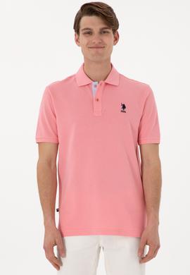Erkek Regular Fit Polo Yaka Pembe Basic Tişört - 50298031164