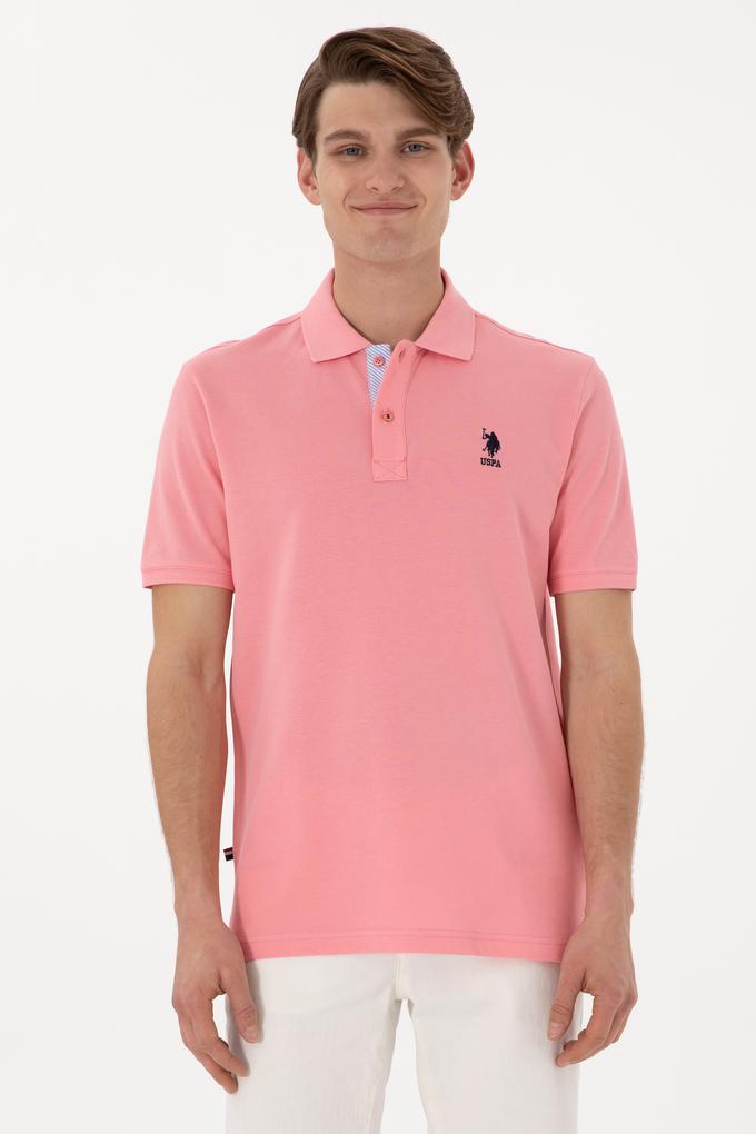 Erkek Regular Fit Polo Yaka Pembe Basic Tişört