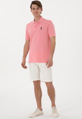 Erkek Regular Fit Polo Yaka Pembe Basic Tişört - 50298031164