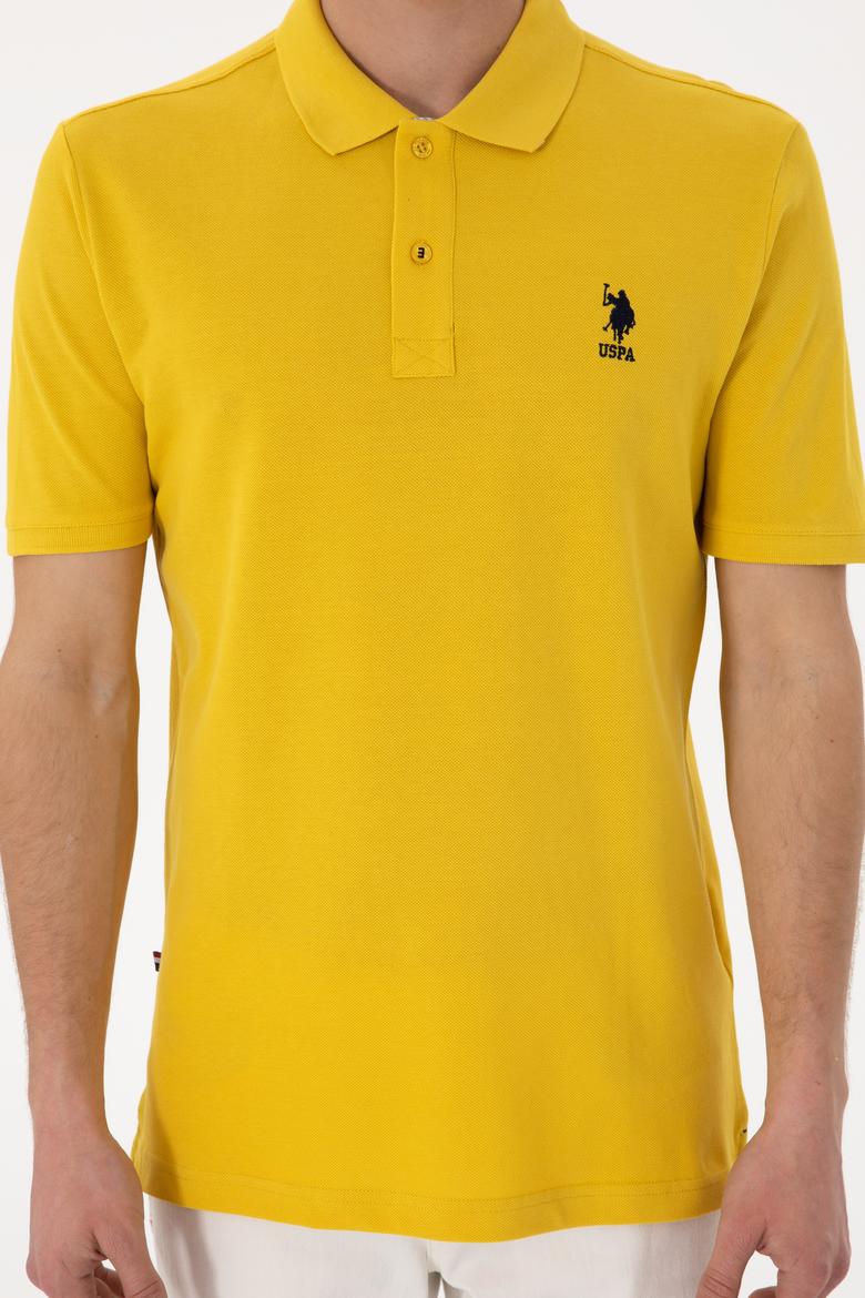 Erkek Regular Fit Polo Yaka Sarı Basic Tişört - 50298031310
