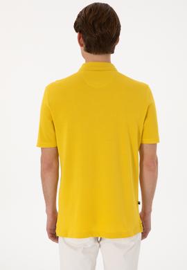 Erkek Regular Fit Polo Yaka Sarı Basic Tişört - 50298031310