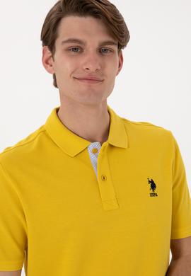 Erkek Regular Fit Polo Yaka Sarı Basic Tişört - 50298031310