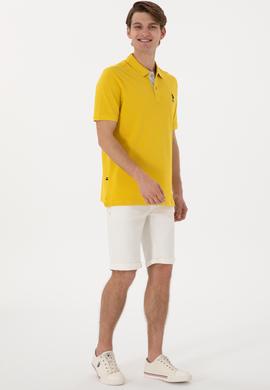 Erkek Regular Fit Polo Yaka Sarı Basic Tişört - 50298031310