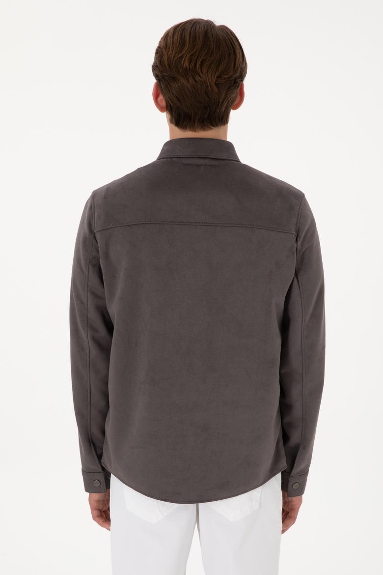 Erkek Antrasit Deri Ceket - 50307337004