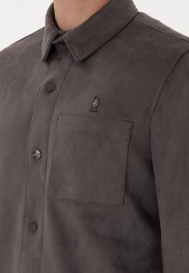 Erkek Antrasit Deri Ceket - 50307337004