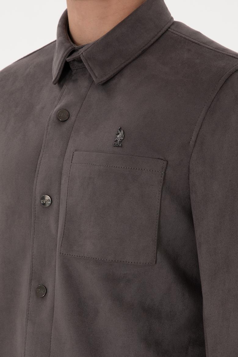 Erkek Antrasit Deri Ceket - 50307337004