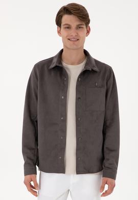 Erkek Antrasit Deri Ceket - 50307337004