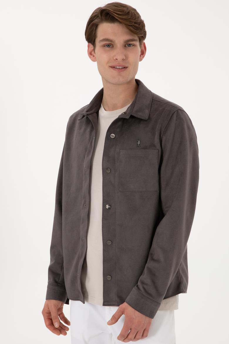 Erkek Antrasit Deri Ceket - 50307337004