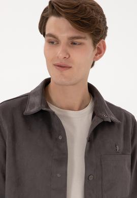 Erkek Antrasit Deri Ceket - 50307337004