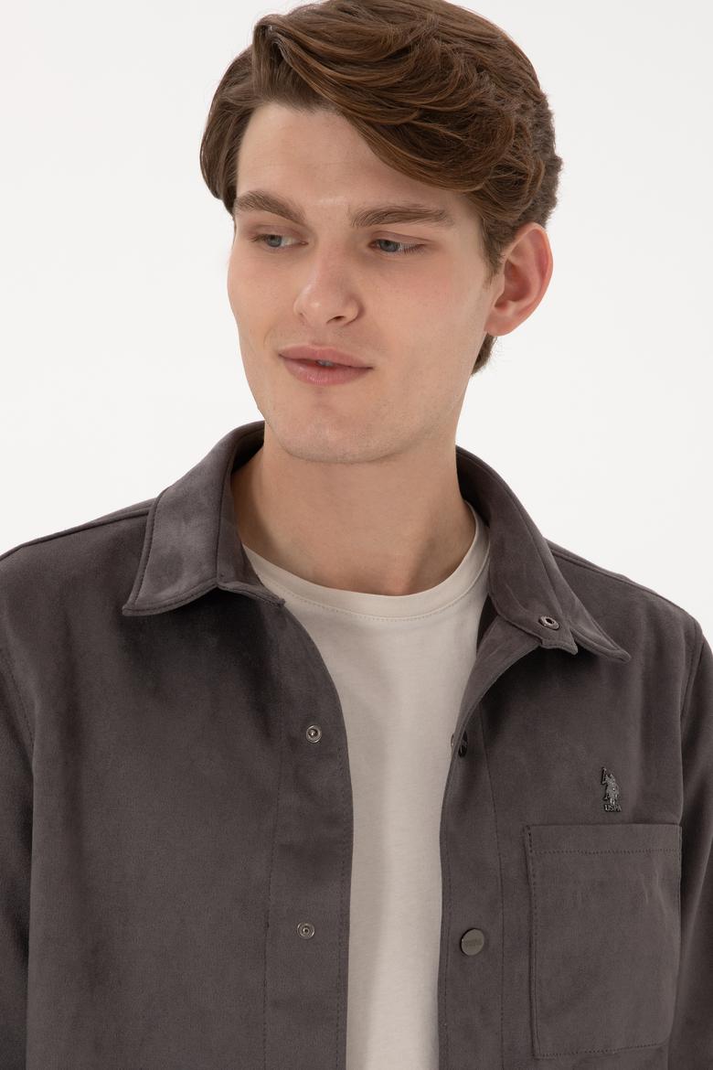 Erkek Antrasit Deri Ceket - 50307337004