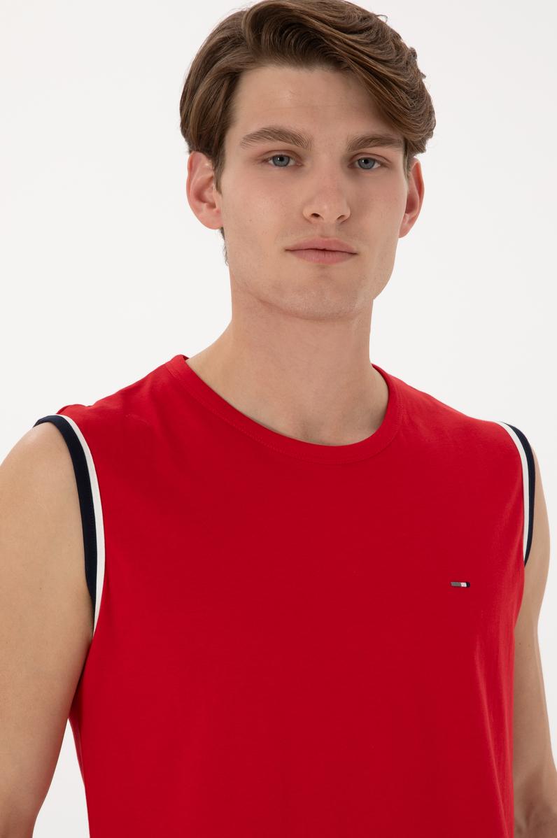 Erkek Bisiklet Yaka Kırmızı Pijama Takımı