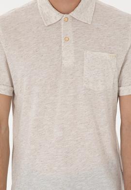 Erkek Regular Fit Polo Yaka Krem Tişört - 50299752031