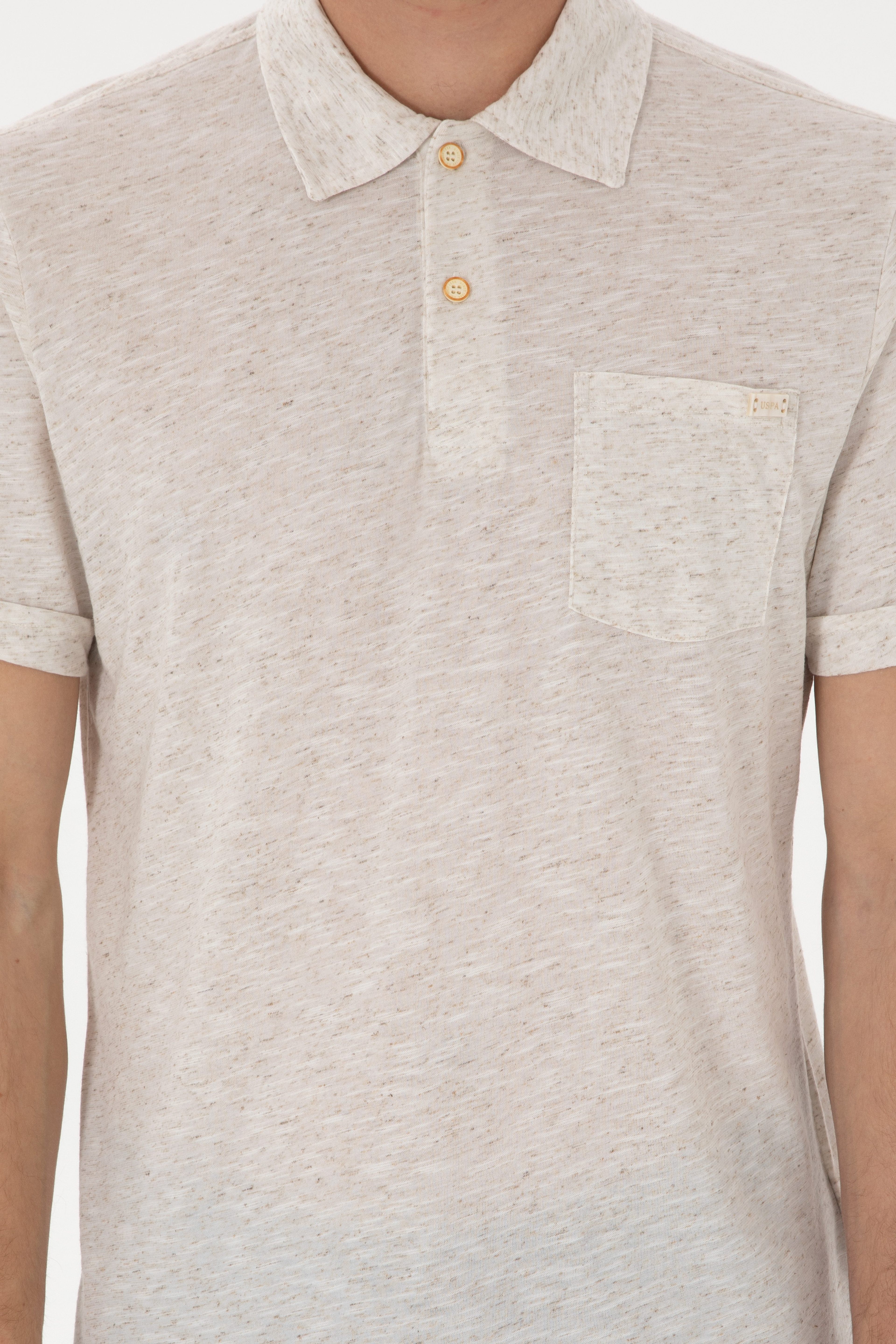 Erkek Regular Fit Polo Yaka Krem Tişört
