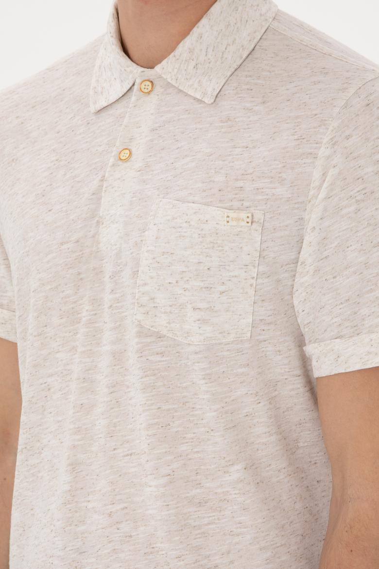 Erkek Regular Fit Polo Yaka Krem Tişört - 50299752031