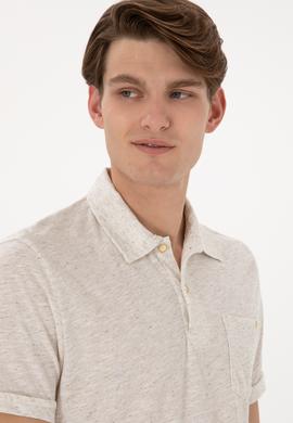 Erkek Regular Fit Polo Yaka Krem Tişört - 50299752031