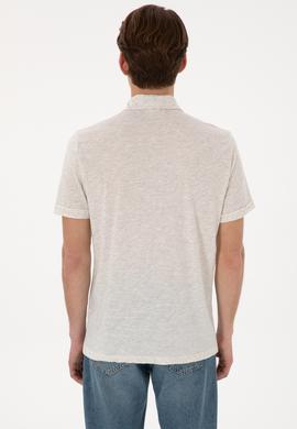 Erkek Regular Fit Polo Yaka Krem Tişört - 50299752031