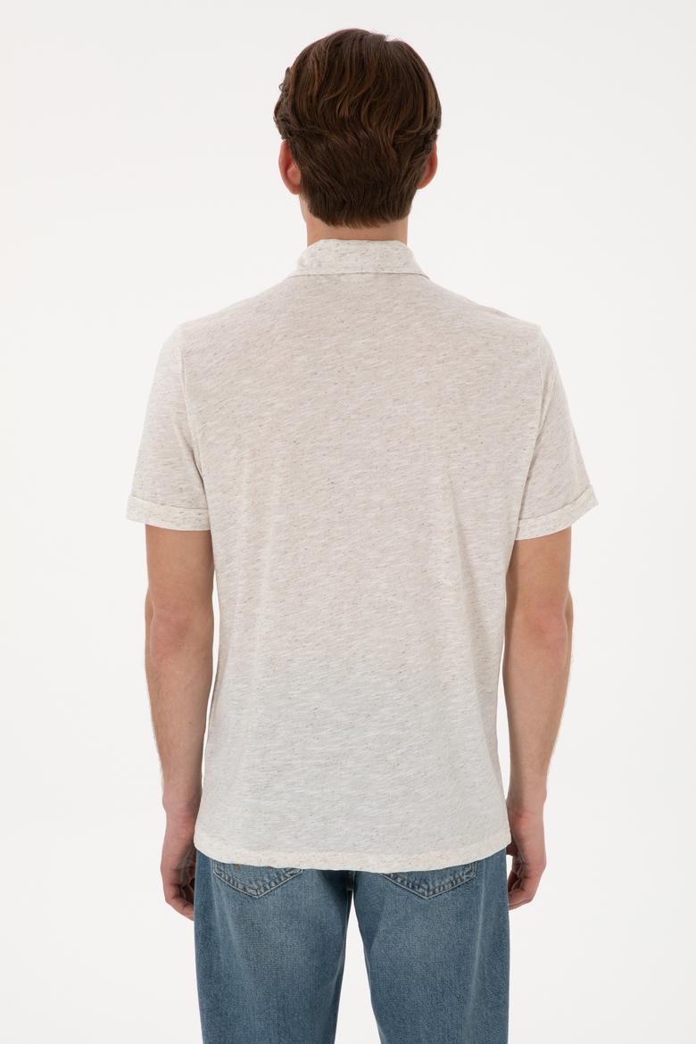 Erkek Regular Fit Polo Yaka Krem Tişört - 50299752031