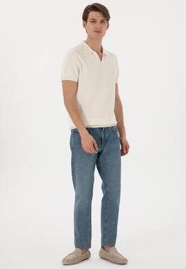 Erkek Slim Fit Polo Yaka Krem Tişört - 50299409010