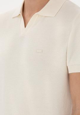 Erkek Slim Fit Polo Yaka Krem Tişört - 50299409010