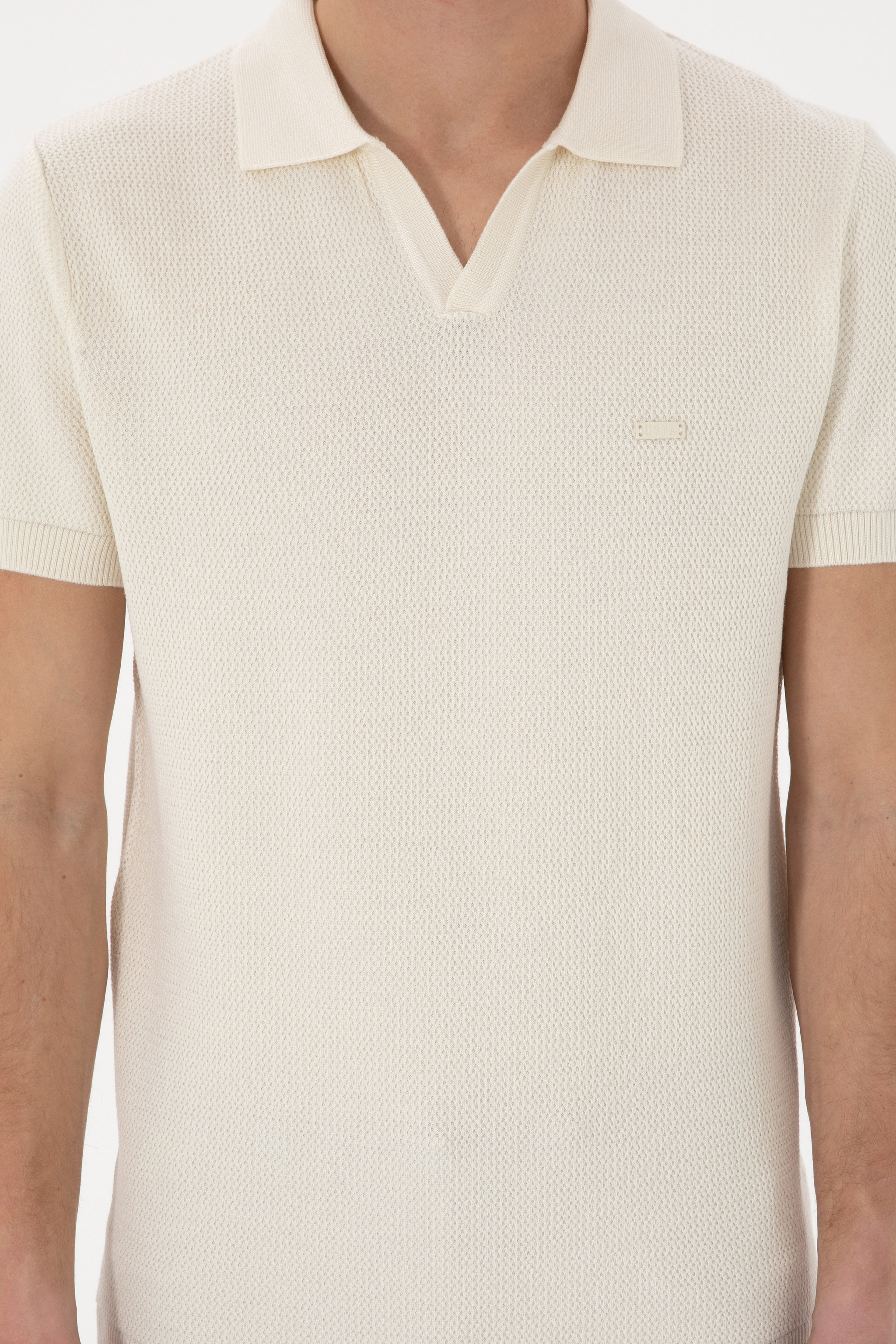 Erkek Slim Fit Polo Yaka Krem Tişört