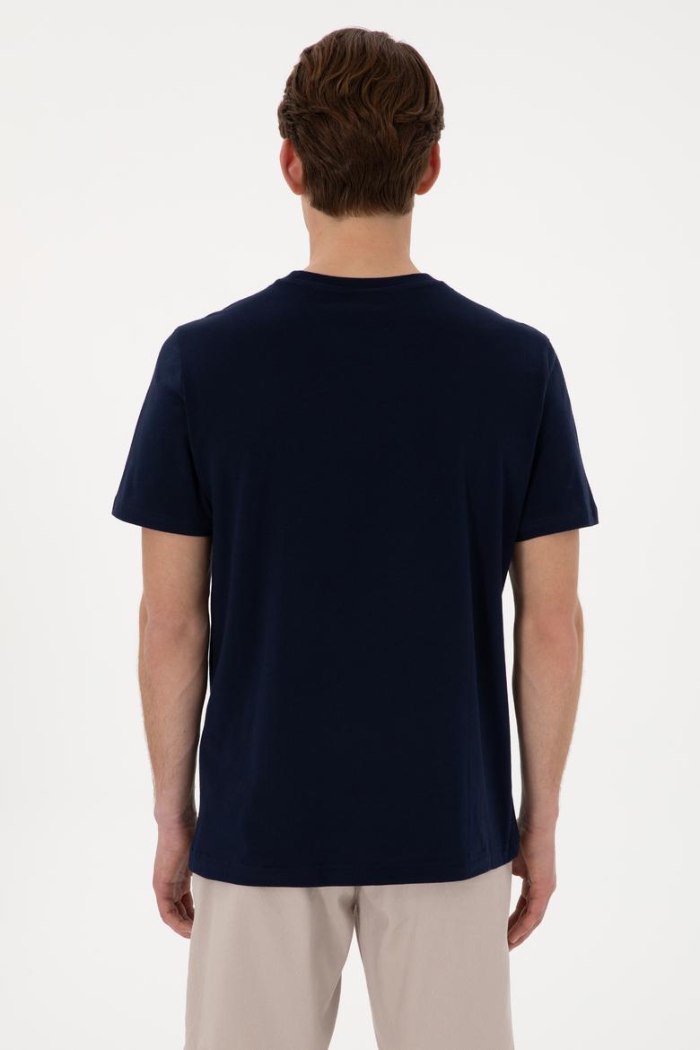 Erkek Regular Fit Bisiklet Yaka Lacivert Tişört - 50306413021