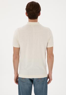 Erkek Slim Fit Polo Yaka Krem Tişört - 50299359026