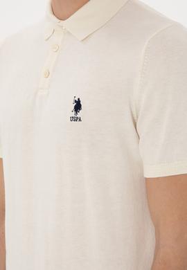 Erkek Slim Fit Polo Yaka Krem Tişört - 50299359026