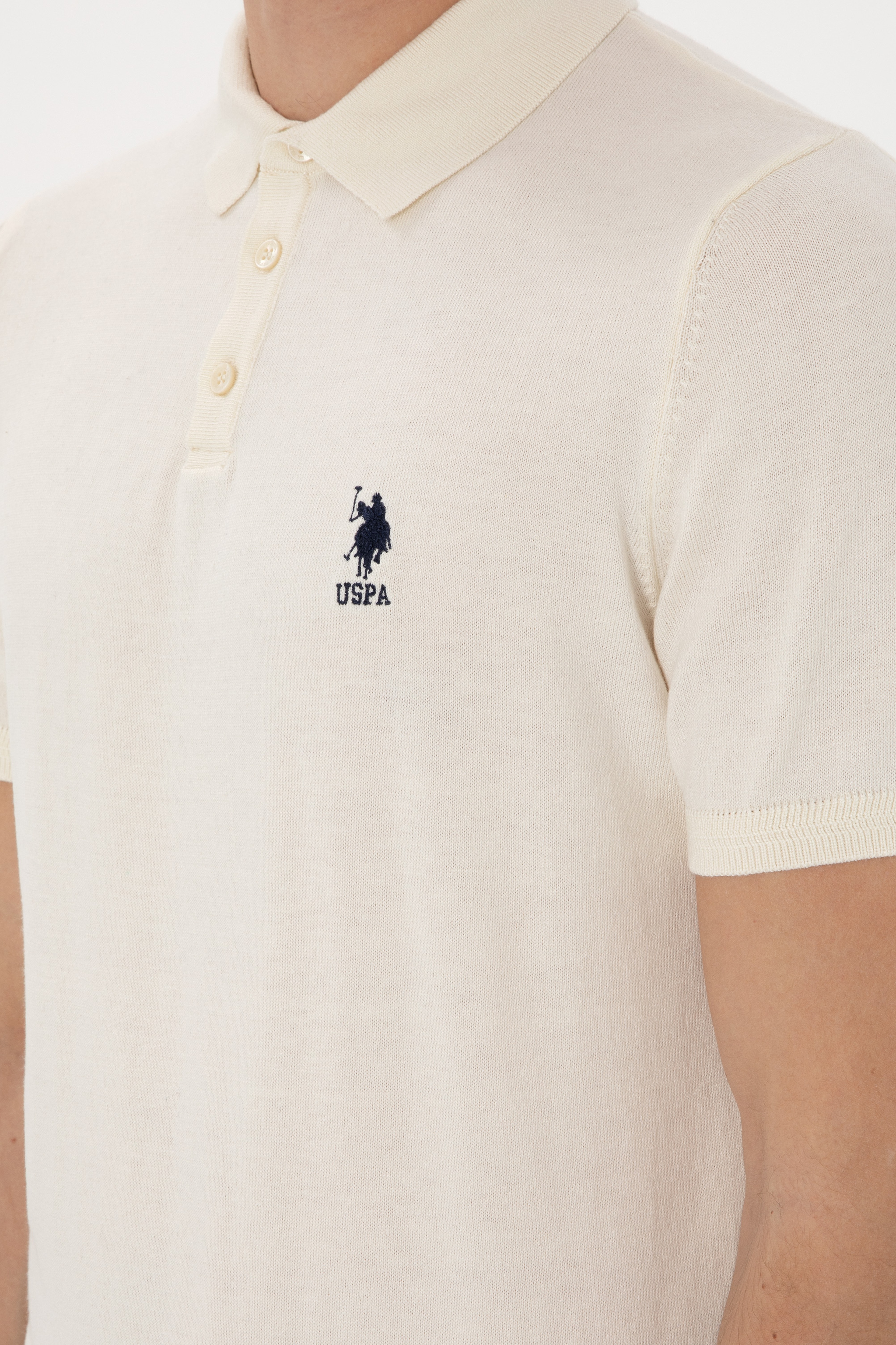 Erkek Slim Fit Polo Yaka Krem Tişört - Image 7
