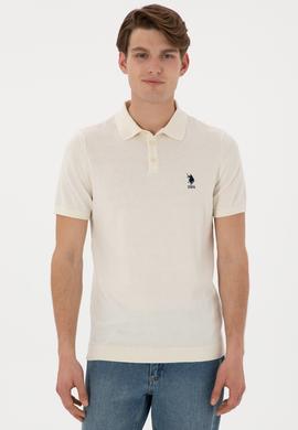 Erkek Slim Fit Polo Yaka Krem Tişört - 50299359026