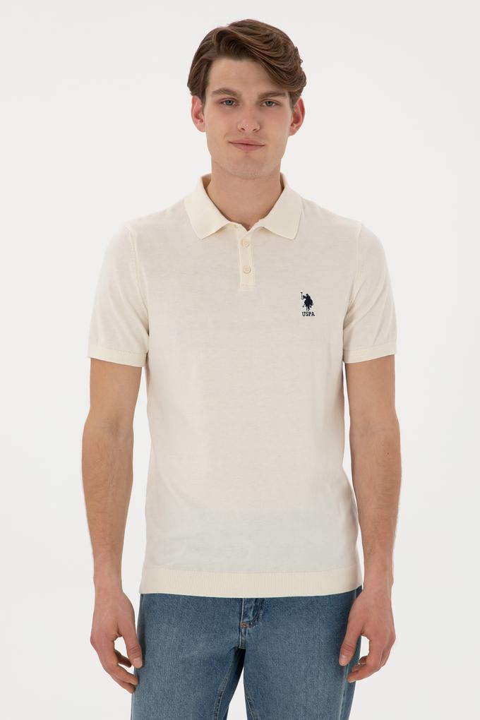 Erkek Slim Fit Polo Yaka Krem Tişört