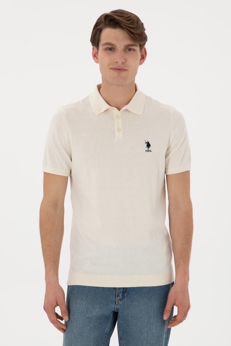Erkek Slim Fit Polo Yaka Krem Tişört