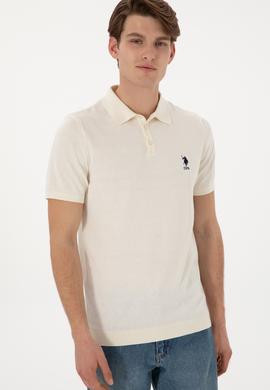 Erkek Slim Fit Polo Yaka Krem Tişört - 50299359026